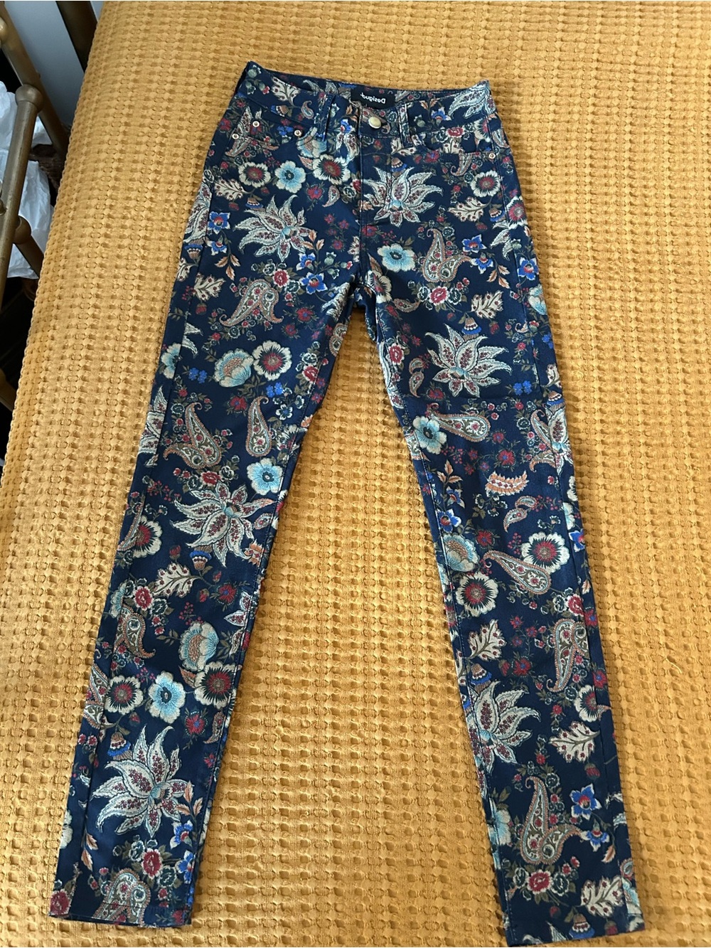 Desigual Navy Floral Paisley Skinny Pants